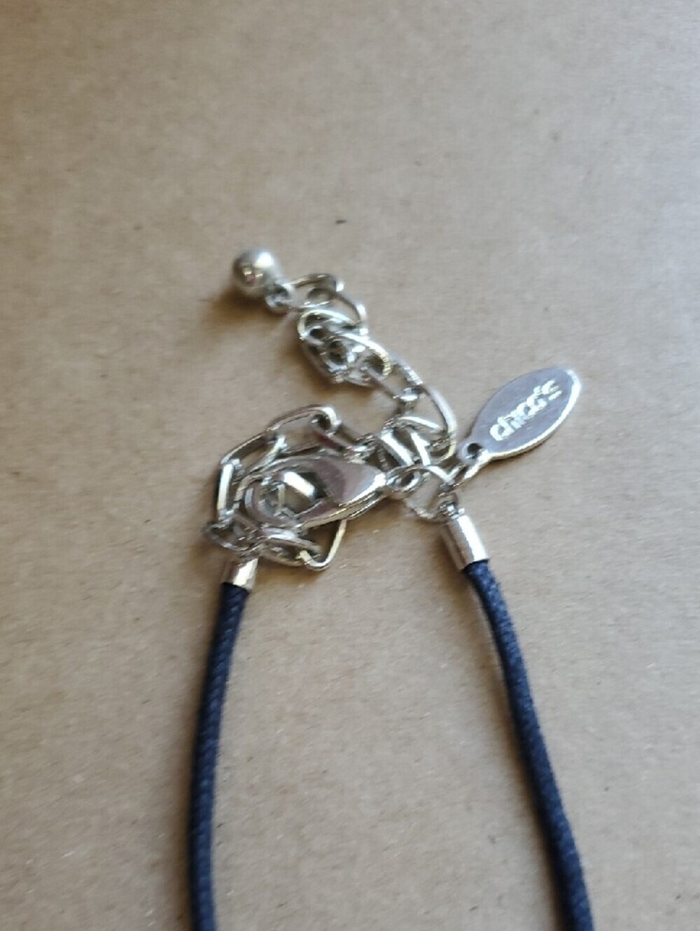 Handmade Navy Blue and Cream Disc Pendant Necklace - Picture 6 of 9